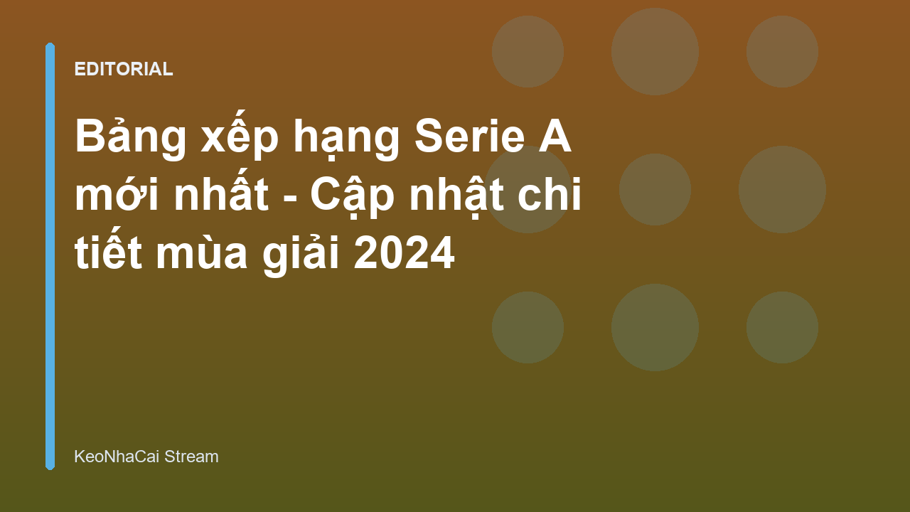 Bảng xếp hạng bóng đá Serie A mùa giải mới nhất